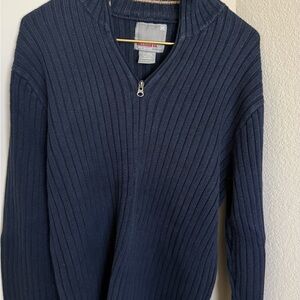 Hollister Men's Dark Blue Zip-Up Sweater